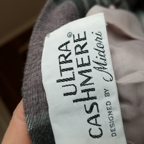 VINTAGE Ultra Cashmere by Midori Striped A Line Skirt 10 Grey Purple - Picture 7 of 8